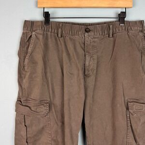 Bearbottom Men's 2XL 29" Inseam Brown Cargo Chino Pants‎ Elastic Waist Stretch